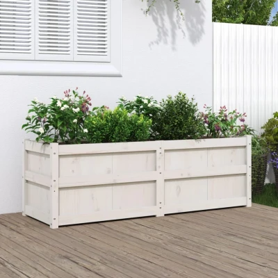 Afbeelding van Plantenbak 150x50x50 cm massief grenenhout wit