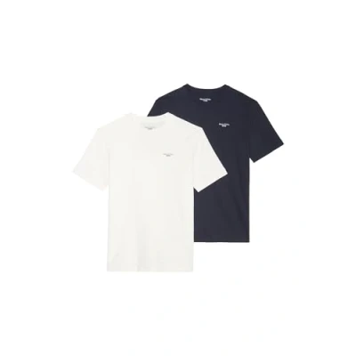 Afbeelding van Marc O&#039;Polo Denim LOGO Print 2 PACK Tshirt basic, Heren, Maat: Medium, Dark blue/white