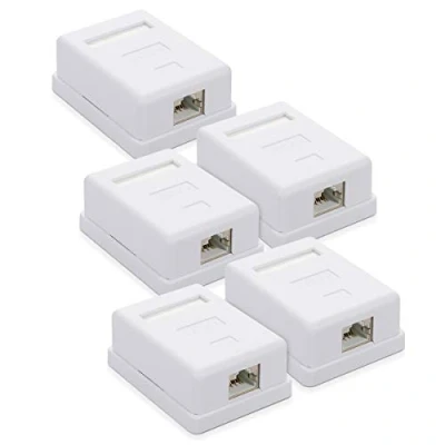Afbeelding van kwmobile RJ45 netwerkdoos Afgeschermde wandcontactdoos Met CAT6A ethernet LAN kabel aansluiting Voor netwerkkabel installatie 5 stuks Wit