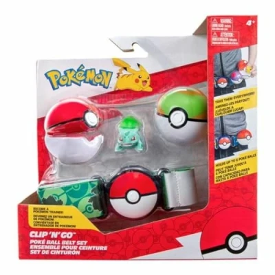 Afbeelding van Bandai Pokémon Clip &#039;N&#039; Go riem 1 riem, Poké bal, Nest Ball en figuur 5 cm Bulbizarre Accessoires voor het verkleden als trainer JW2715