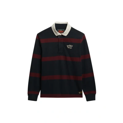 Afbeelding van Superdry Vintage Athletic Stripe Rugby Poloshirt, Heren, Maat: XXL, Eclipse navy port