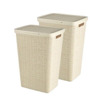 Afbeelding van Curver Jute Wasmand met deksel 58L 2 stuks Gebroken Wit