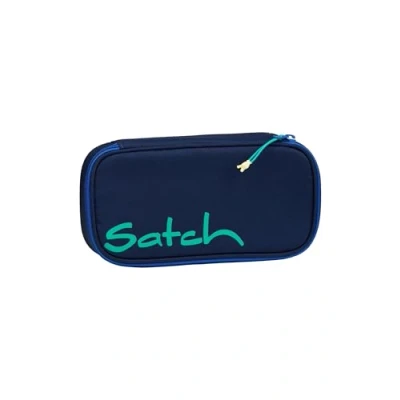 Afbeelding van satch Extra grote harde hoes incl. scheidingswand ritsvak pennenhouder driehoek tijdvenster gekruiste blauw