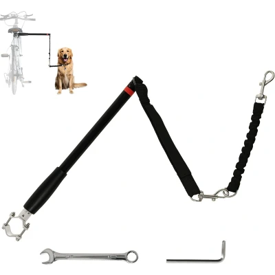 Afbeelding van PawHut Fahrradleine für Hunde Stahl, Polyester 124L x 2B 2H cm Schwarz