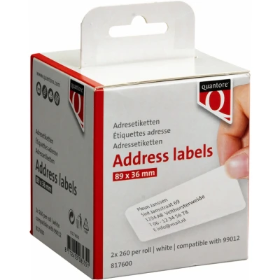 Afbeelding van Labeletiket Quantore 99012 36x89mm adres wit
