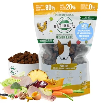 Afbeelding van Naturalis Smart 80 Barf droogbarf hondenvoer 1 kg kip, volledig voer zonder toevoegingen, graanvrij, sojavrij, glutenvrij, 100% natuur, voorzichtig aan de lucht gedroogd