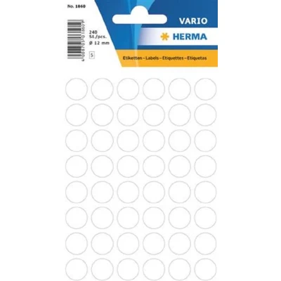 Afbeelding van Herma 1860 Universele Etiketten Ø 12mm Wit Pakje met 50 velletjes stickers voordeelverpakking