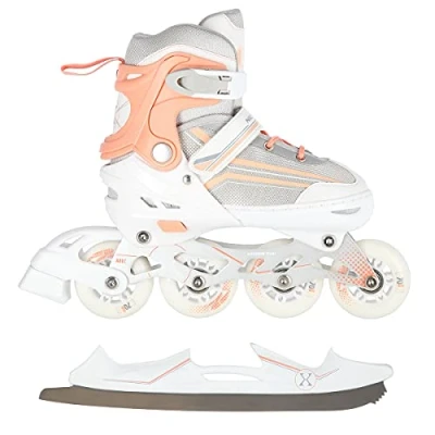 Afbeelding van Fit4form Nils Extreme Lucky Inlineskates/schaatsen, 2 in 1, ABEC7, wit/roze, maat 34 38, verstelbaar.