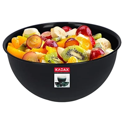 Afbeelding van KADAX Kom van kunststof, slakom, stapelbare mengkom, plastic kom, keukenkom, ronde serveerschaal voor keuken, salade, deeg, vaatwasmachinebestendig (3 l, antraciet)