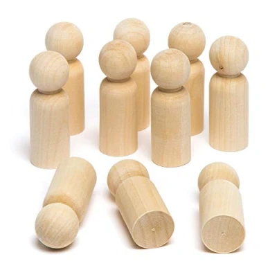 Afbeelding van Baker Ross AR324 Blanco houten staaffiguren voor kinderen creatief knutselmateriaal om te versieren (10 stuks),houtkleuren