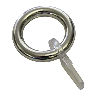 Afbeelding van GARDINIA Gordijnringen voor gordijnroedes, valletjes, inclusief gordijnhaak, 10 stuks, breedte ring: 6 mm, kunststof, chroom