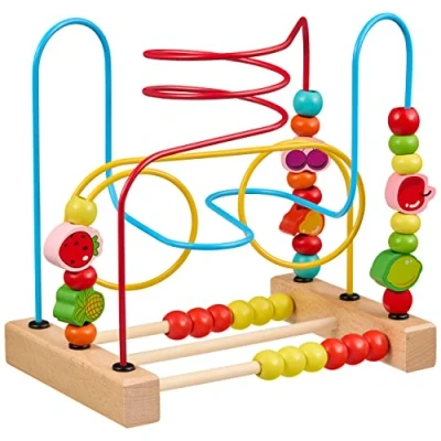Afbeelding van Balinco MOTORIC SLIDE, Houten speelgoed kralendoolhof met obstakels &amp; kralenschuiver. Babyspeelgoed 6 maanden
