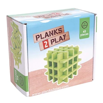 Afbeelding van Planks 2 Play Gekleurde Houten Plankjes Set 45 stuks Groen