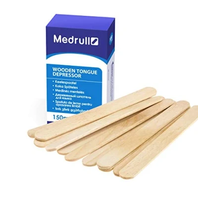 Afbeelding van Medrull houten mondspatel, 1,8 cm x 15 cm, 100 stuks, niet steriel, voor uitwendig gebruik, spatels het aanbrengen van zalven of waxen, knutselstokjes hout bakken