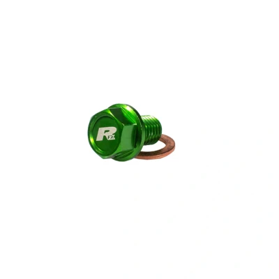 Afbeelding van RFX Magnetic Drain Bolt (Groen) [M10x15mmx1.25] Groen Kawasaki KX125 KX250 1996 2008 KX250F 2004 2018 KX450F 2016 KX65 2000 2024 KX85 2001 2021