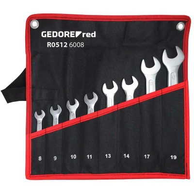 Afbeelding van Gedore red Dubbele Steeksleutelset kort SW 6 22 mm 8 delig Zwart