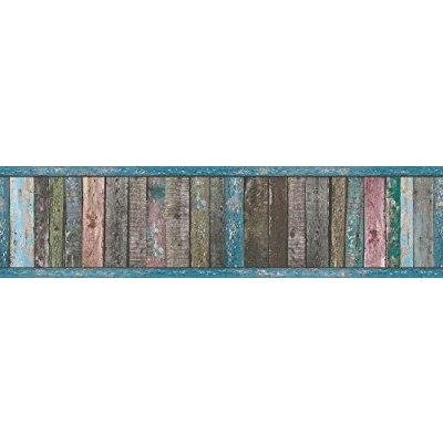 Afbeelding van SLOOPHOUT BEHANGRAND Industrieel blauw bruin meerkleurig A.S. Création Only Borders 11