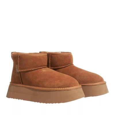 Afbeelding van Steve Madden Campfire Enkellaarsjes met plateauzool, Dames, Maat: 37, Tan Veloursleer