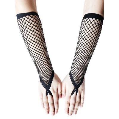 Afbeelding van BamBella® Vingerloos Net handschoenen One Size Zwart Visnet Feest Gothic Carnaval