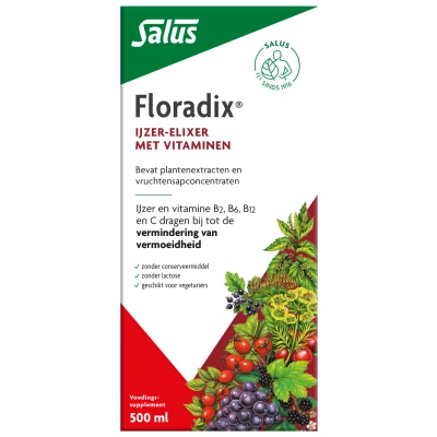 Afbeelding van Gratis Verzending: 3x Floradix Vloeibaar Ijzer Elixer met Vitamines 500 ml