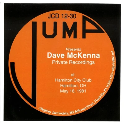 Afbeelding van Dave McKenna Jump Presents Private Recordings At Hamilton City Club (CD)