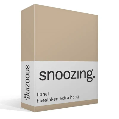 Afbeelding van Snoozing Flanel Hoeslaken Extra Hoog Lits jumeaux 200x210/220 cm Camel