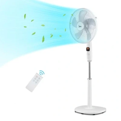 Afbeelding van Midea FS40 16CR DC Staande ventilator, stil, extreem, met afstandsbediening, 12 snelheden, uurs timer, 4 modi, led display, energiebesparend, 27 dB, in hoogte verstelbaar, luchtcirculatie, wit