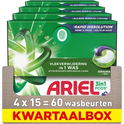 Afbeelding van Ariel 3in1 Wasmiddel Pods Original 4 x 15 Wasbeurten