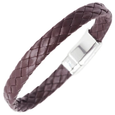 Afbeelding van Armband Heren Bruin Leer met Stalen Sluiting Leren Armbanden Cadeau voor Man Mannen Cadeautjes