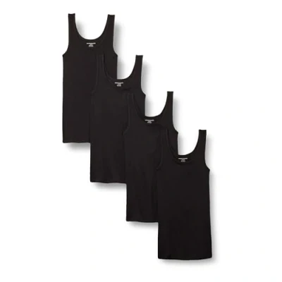 Afbeelding van Amazon Essentials Tanktop voor dames, slimfit, verpakking van 4 stuks, zwart, X Large