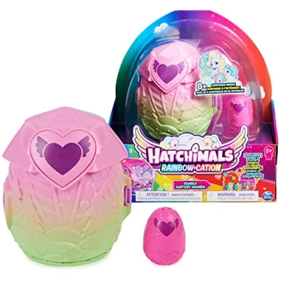 Afbeelding van Hatchimals CollEGGtibles Rainbow cation Family Hatchy Home speelset met 3 personages en maximaal verrassingsbaby&#039;s stijl kan verschillen