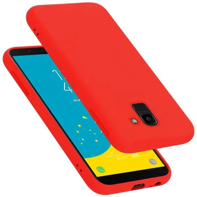 Afbeelding van Cadorabo Hoesje geschikt voor Samsung Galaxy J6 2018 Case in LIQUID ROOD Beschermhoes TPU silicone Cover