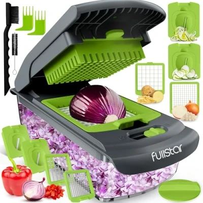 Afbeelding van Groentesnijder Veggie Ui Salade Voedsel Chopper en Dicer Handleiding Keukengereedschap &amp; Gadgets (4 in 1 Grijs/Groen)