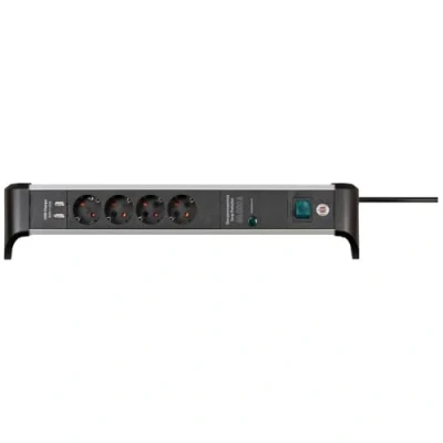 Afbeelding van Stekkerdoos 4 voudig Brennenstuhl 1.8 meter (Overspanningsbeveiliging, 60.000 A, Schakelaar, 2 USB poorten, Aluminium)
