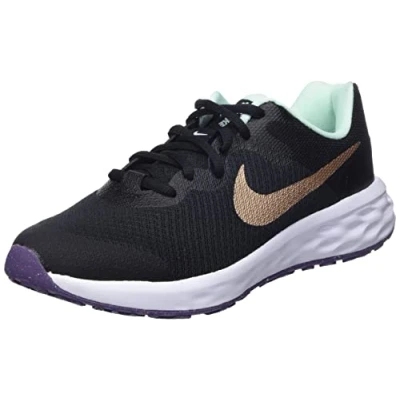 Afbeelding van NIKE Performance Revolution 6 (GS) Hardloopschoenen neutraal voor kinderen, Maat: 35.5, Black/white/dark smoke grey Textiel