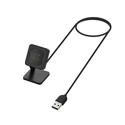 Afbeelding van kwmobile USB oplaadstandaard compatibel met Fitbit Versa 4 / Sense 2 3 Oplader voor smartwatch In zwart