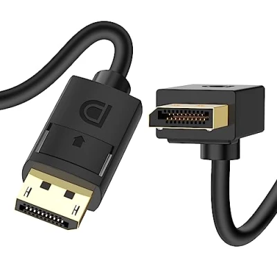 Afbeelding van J&amp;D Schuin Displayport 1.4 Kabel, 90 graden Opwaartse Rechte Hoek Kabel V1.4 Ondersteunt tot 8K/60Hz, 4K/144Hz, 1 Meter