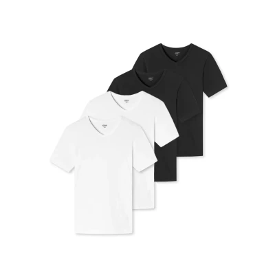 Afbeelding van uncover by Schiesser Kurzarm 4ER PACK Basic Hemd Schwarz weiß, Heren, Maat: XXL, weiß