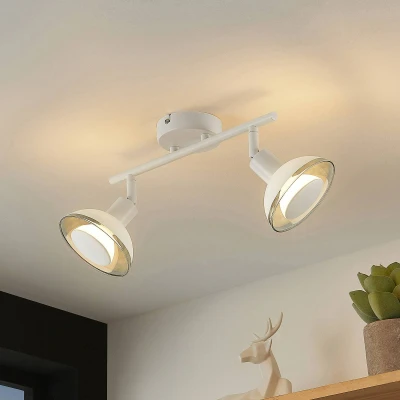 Afbeelding van Lindby buitenspot 2lichts Ijzer, glas H: 18.4 cm GU10 wit Inclusief lichtbronnen