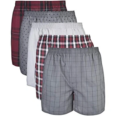 Afbeelding van GILDAN Geweven boxershorts voor heren, multipack slips (pak van 5), Gemengd Rood/Grijs (5 pack), L