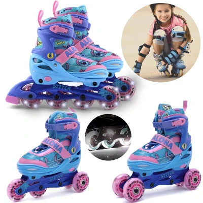 Afbeelding van DISNEY Stitch rolschaatsen, rolschaatsen voor meisjes 3in1, verstelbaar, LED oplichtende wielen, om te leren rijden