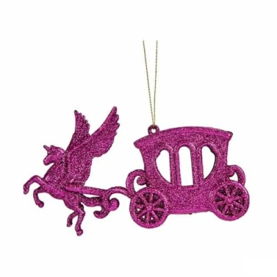 Afbeelding van Kerstversiering Magische Koets Fuchsia Plastic Purpurine 15 x 8,5 4,5 cm (24 Stuks)