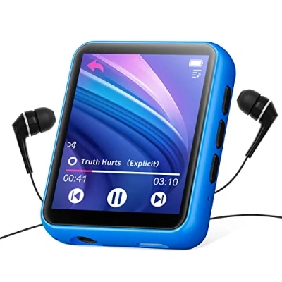 Afbeelding van Bluetooth 5.0 mp3 speler, 32GB Draagbare Digitale Lossless Muziekspeler met FM radio, Line in opname, Lngebouwde Luidspreker, Volledig Touchscreen Superieure Metal spelers, Ondersteuning tot 128GB