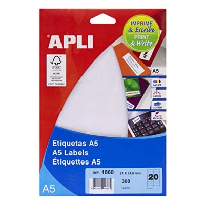 Afbeelding van BL 340 ETIK A5 21x75 PRINT&amp;WRI Etiketten wit