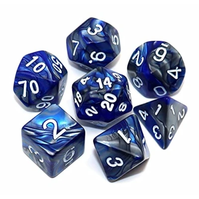 Afbeelding van DND dobbelstenen blauw mix zilver D&amp;D polyhedral set voor kerkers en draken MTG RPG 7 sterven D20 D12 D10 D% D8 D6 D4
