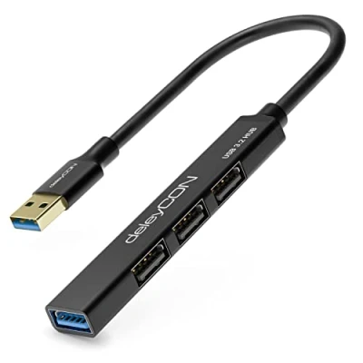 Afbeelding van deleyCON USB HUB 4 Port 4x A Aansluitingen (1x 3.0 // 3x USB2.0 Socket) met 15cm Kabel Plug Zwart