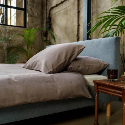Afbeelding van Dekbedovertrek Kayori Saya Taupe Satijn 140 x 200 / 220 cm 1 Persoons
