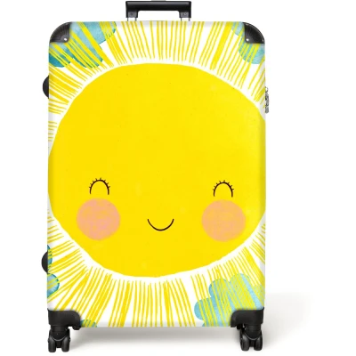 Afbeelding van NoBoringSuitcases.com® Koffer groot Reiskoffer lichtgewicht Zon Geel Kinderen Illustratie Rolkoffer met 4 wielen Grote trolley XL 98 liter bagage
