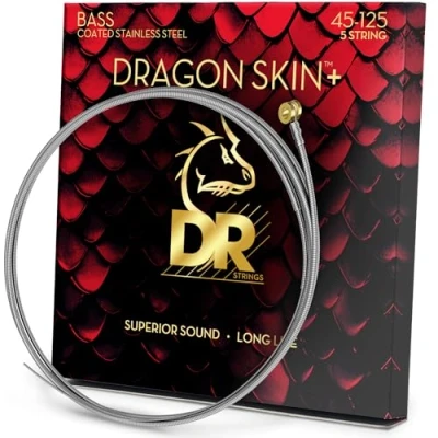 Afbeelding van DR Strings Dragon Skin+ Coated Bass 5 string 45 125 Stainless Steel voor snarige elektrische basgitaar