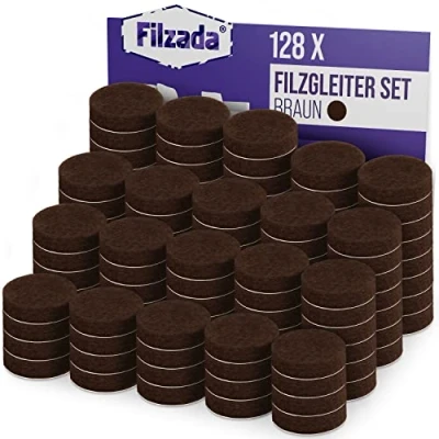 Afbeelding van Filzada® 128x viltglijders zelfklevend Ø 20 mm (rond) bruin professionele meubelglijders vilt met ideale kleefkracht